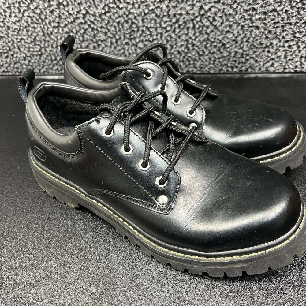 Skechers Alley Cats Oxford Chunky Utility Shoes Men 11 Black‎ Leather Extra Wide